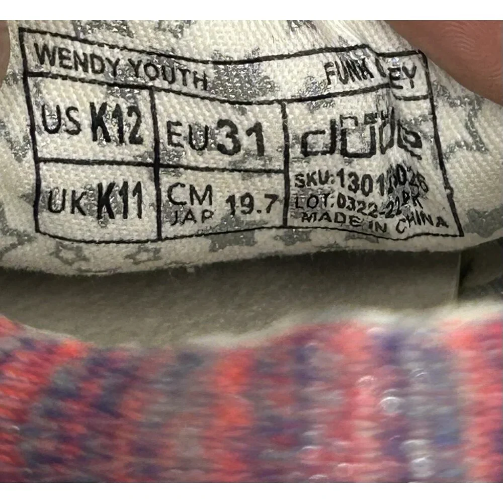 Hey Dude Wendy Funk Grey Size K12 Pink Slip On Shoe Youth Kids MINT CONDITION